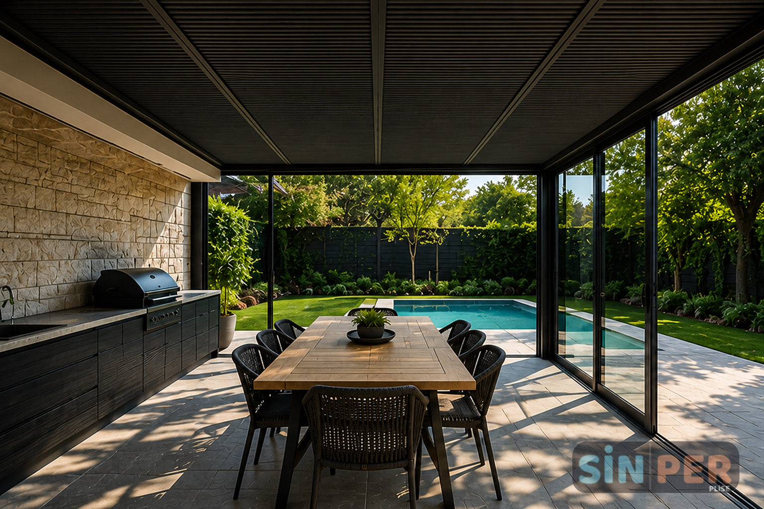 Veranda Roof Blind with Thermal Fabric