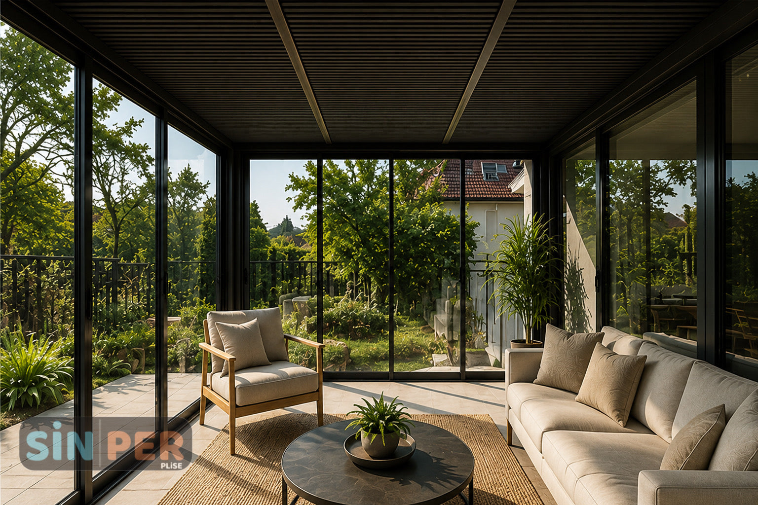 Veranda Roof Blind with Thermal Fabric