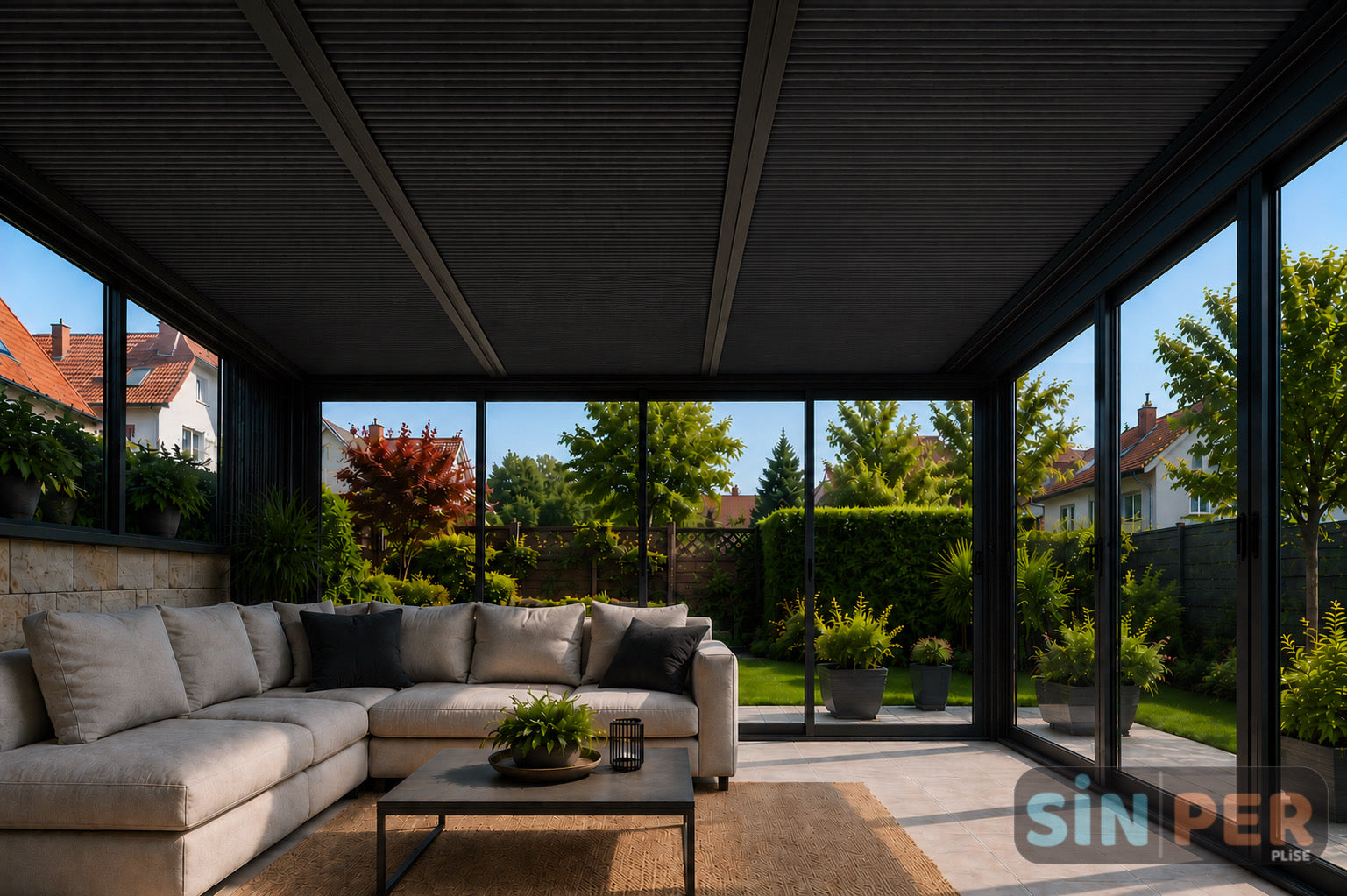 Veranda Roof Blind with Thermal Fabric